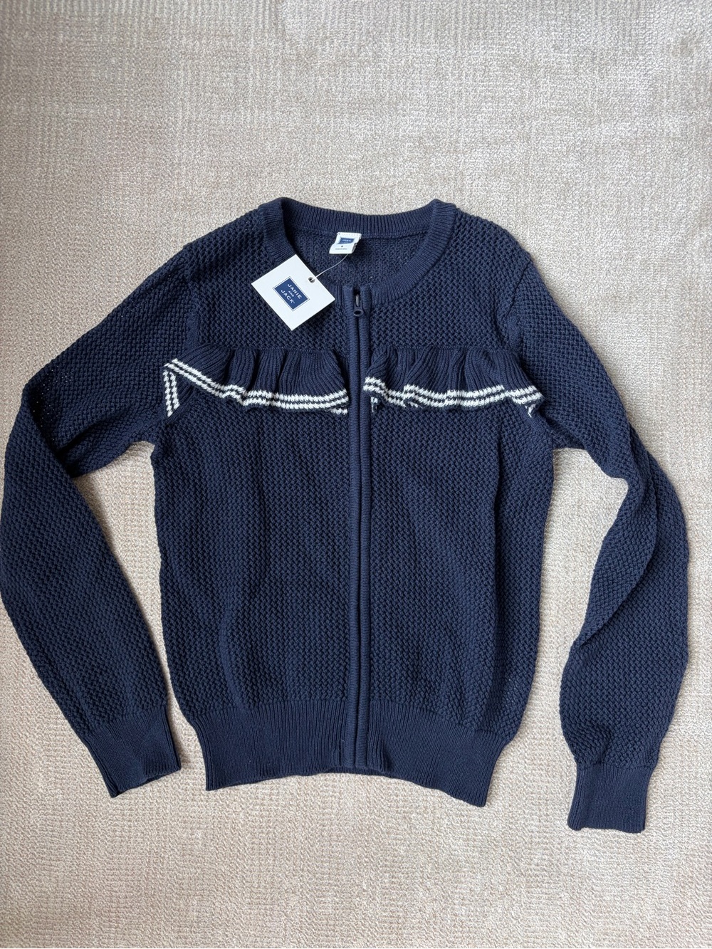 Janie and Jack Navy Knit Zip-Front Cardigan